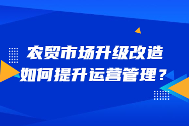 農貿市場升級改造，如何提升運營管理？